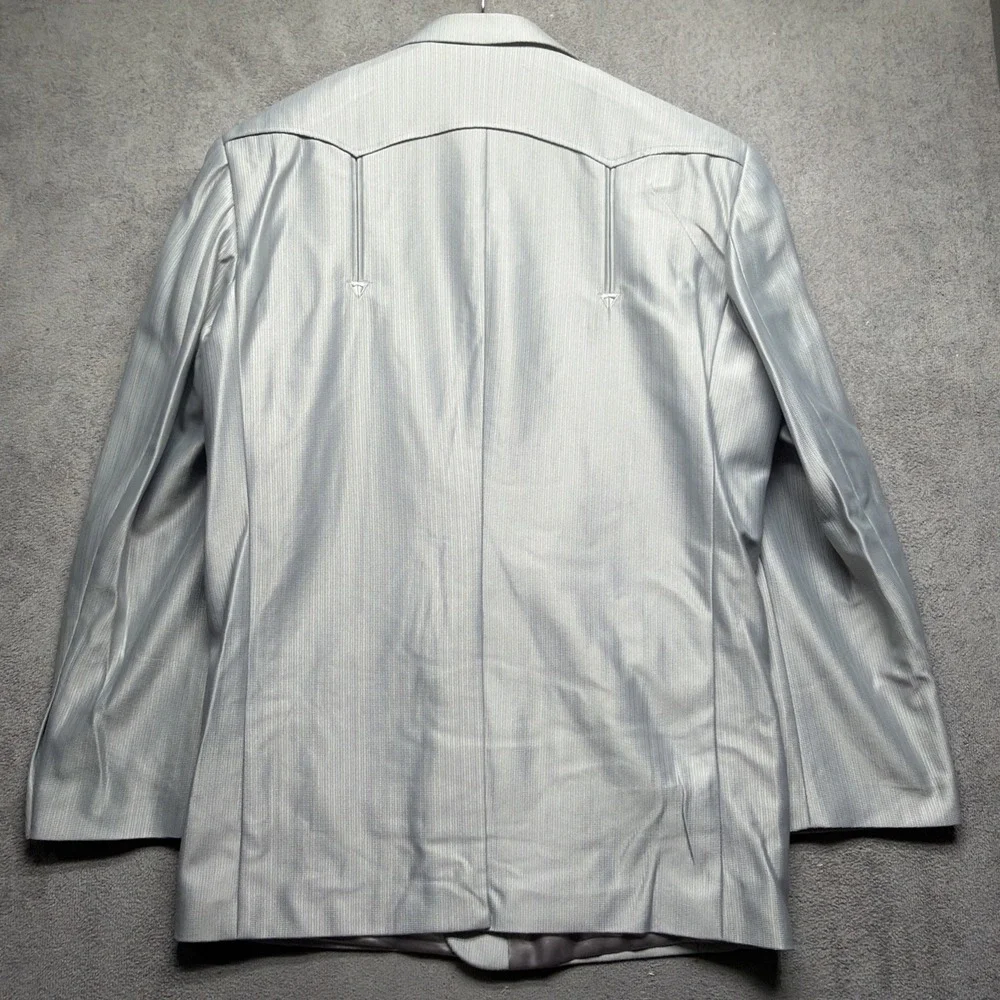 Vintage Rockabilly Western Suit Gray Jacket Pants Set 42R 34 Deadstock